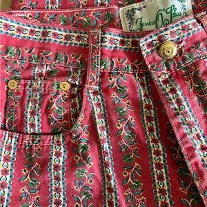 Vintage red floral pants great for spring or music festivals outsidelands